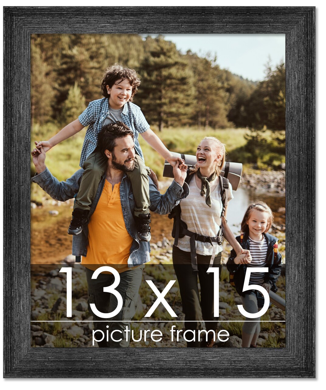13x15 Black Rustic Wide Barnwood Picture Frame - UV Acrylic, Foam Board Backing, Hanging Hardware